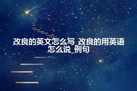 改良的英文怎么写_改良的用英语怎么说_例句