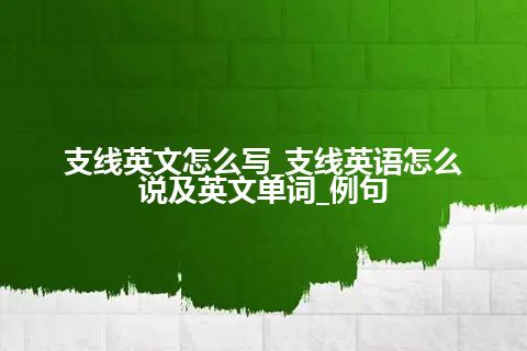 支线英文怎么写_支线英语怎么说及英文单词_例句