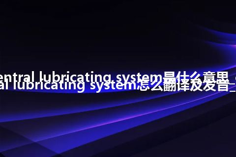 central lubricating system是什么意思_central lubricating system怎么翻译及发音_用法