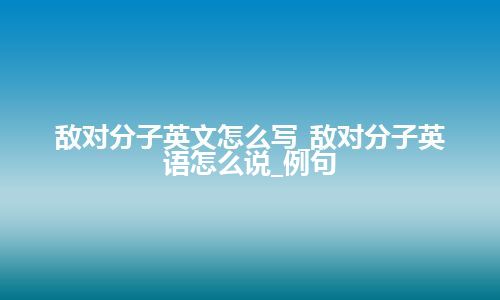 敌对分子英文怎么写_敌对分子英语怎么说_例句