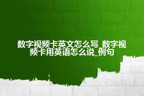 数字视频卡英文怎么写_数字视频卡用英语怎么说_例句