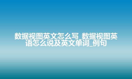 数据视图英文怎么写_数据视图英语怎么说及英文单词_例句