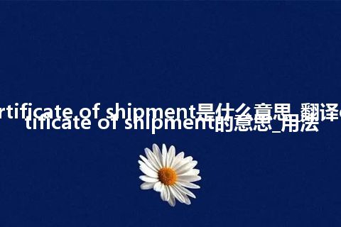 certificate of shipment是什么意思_翻译certificate of shipment的意思_用法