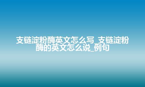 支链淀粉酶英文怎么写_支链淀粉酶的英文怎么说_例句