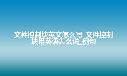 文件控制块英文怎么写_文件控制块用英语怎么说_例句