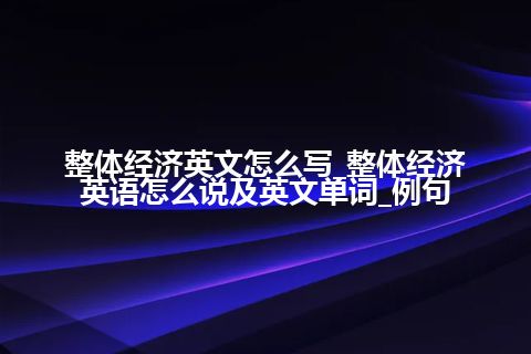 整体经济英文怎么写_整体经济英语怎么说及英文单词_例句