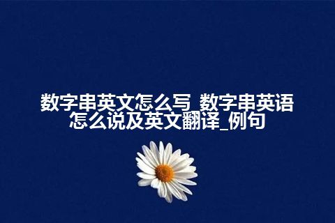 数字串英文怎么写_数字串英语怎么说及英文翻译_例句