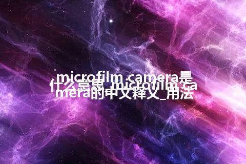 microfilm camera是什么意思_microfilm camera的中文释义_用法