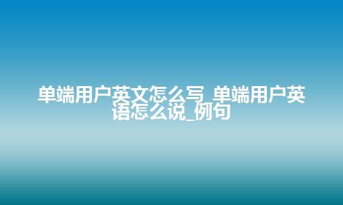 单端用户英文怎么写_单端用户英语怎么说_例句