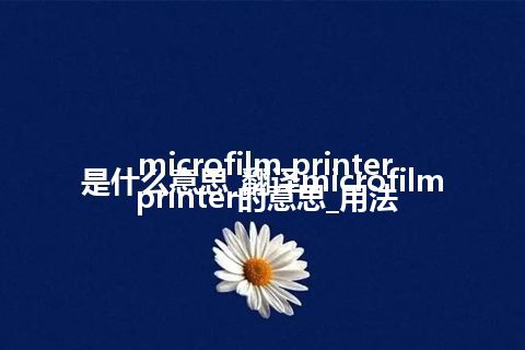 microfilm printer是什么意思_翻译microfilm printer的意思_用法