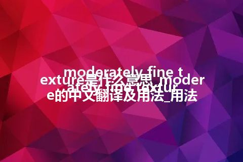 moderately fine texture是什么意思_moderately fine texture的中文翻译及用法_用法