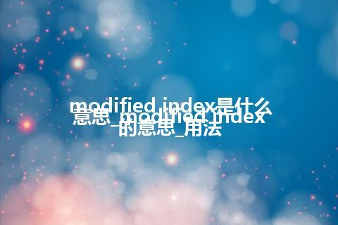 modified index是什么意思_modified index的意思_用法