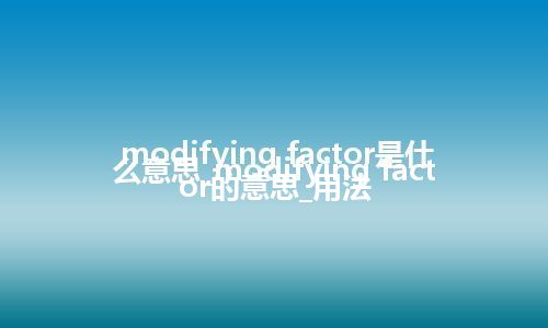 modifying factor是什么意思_modifying factor的意思_用法