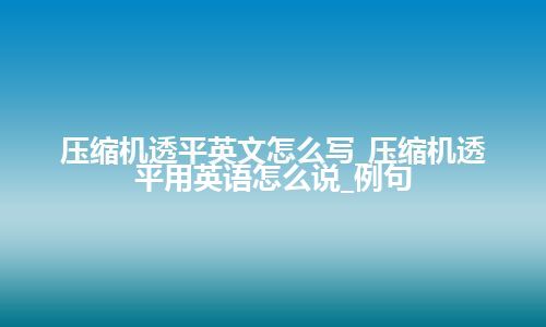 压缩机透平英文怎么写_压缩机透平用英语怎么说_例句