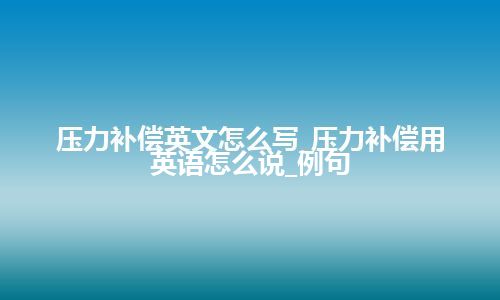 压力补偿英文怎么写_压力补偿用英语怎么说_例句