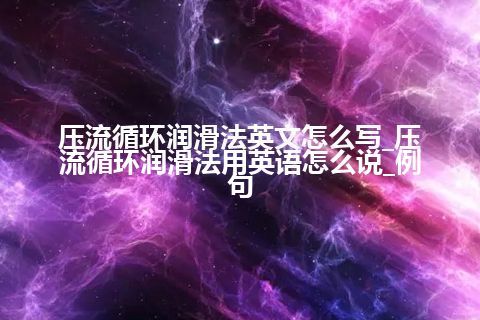 压流循环润滑法英文怎么写_压流循环润滑法用英语怎么说_例句