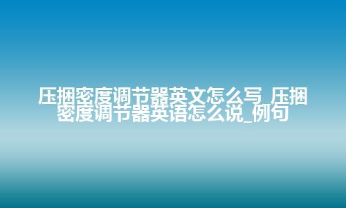 压捆密度调节器英文怎么写_压捆密度调节器英语怎么说_例句