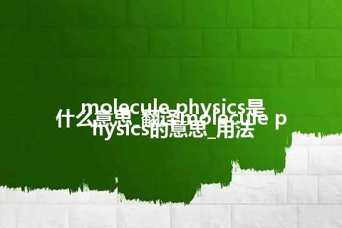 molecule physics是什么意思_翻译molecule physics的意思_用法