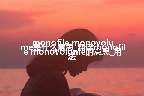 monofile monovolume是什么意思_翻译monofile monovolume的意思_用法