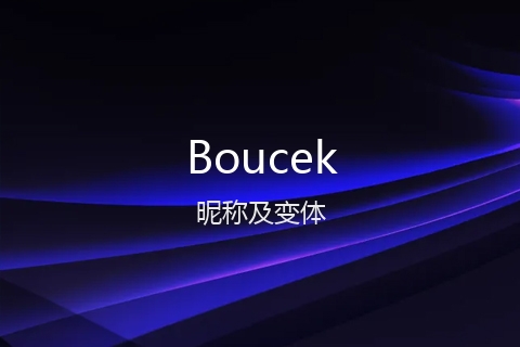 英文名Boucek的昵称及变体